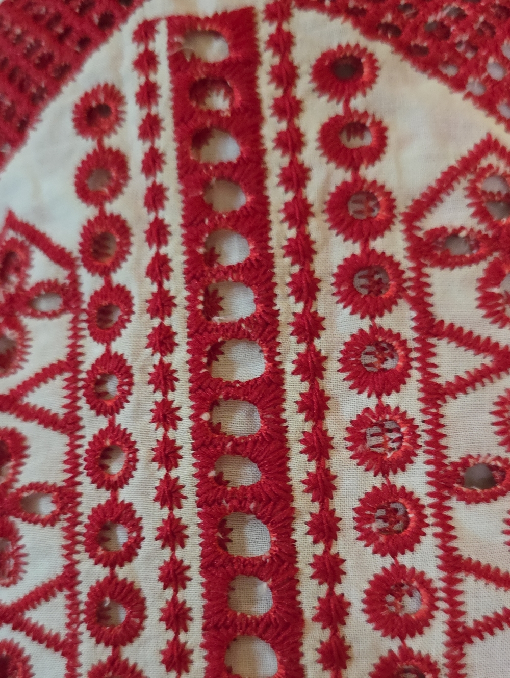NWT CIEBON Ninita Bella Red White Eyelet Embriodered Scalloped Hem Dress Size M - Picture 10 of 15